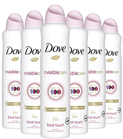 Dove Invisible Care Deodorante spray anti traspirante per le donne, protezione a lunga durata, senza lasciare segni, per una fragranza pulita e fresca, confezione da 6 x 250 ml