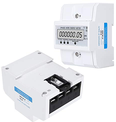 Fafeicy Stromzähler Hutschiene, 3 Phasen 4 Draht LCD Digitalanzeige Energiezähler, DTS1891 Elektrisches Smart Home Strommessgerät mit intelligentem Steuerchip, 3x230/400V, 3 × 5 (80) A, 400 Imp/kWh