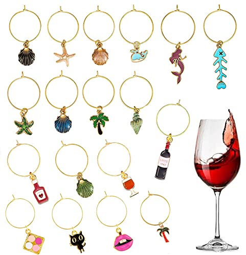 VICDUEKG 18 Pezzi Segnabicchieri per Vino con Fibbia, Segnaposti per Calici da Champagne e Cocktail - Decorazioni per Bar e Feste