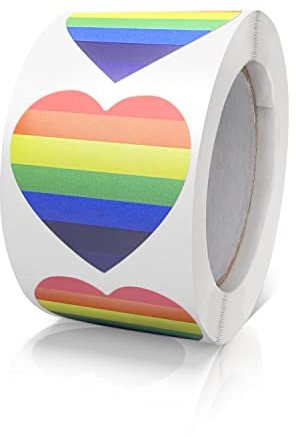 Gay Pride LGBT Heart Heart Klistermärken självhäftande etiketter 38 mm högtider färgkodning hjärtklistermärken för bröllop scrapbooking gåvor 500 stycken