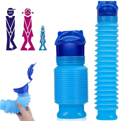 Norhogo 2 Stück tragbares Notfallurinal urinal, 750 ml urinflaschen für männer Tragbare Mobile urinflasche Töpfchen Pipi Urinflasche, Auto Notfallreise urinella für Camping Wandern