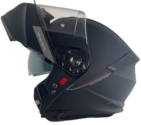 MT Helmet Motorradhelm Klapphelm Genesis, Größe L (59/60), mattschwarz, mit Zulassung 22.06