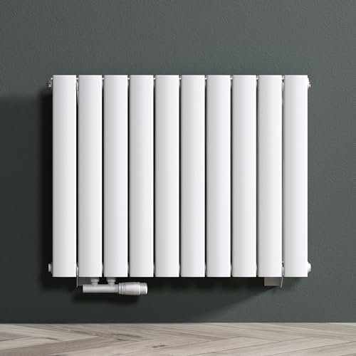 Mai & Mai Badheizkörper flach BxH 77x60cm in Weiß Mittelanschluss Paneelheizkörper Vertikal Badheizung zweilagig aus Stahl