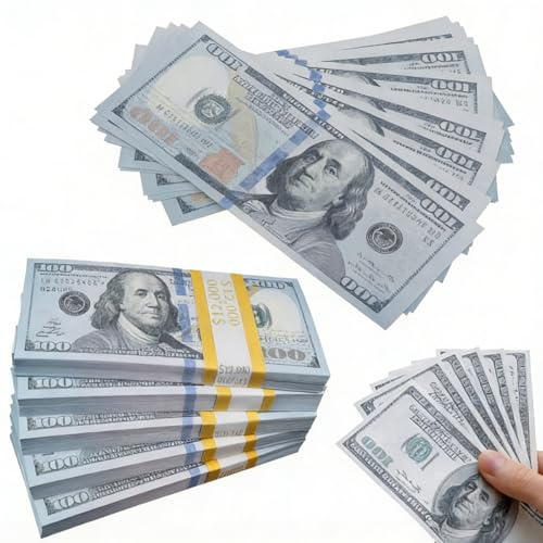 Prop Money - 120 Fogli 100 $, Banconote Dollari di Dinero di Gioco, Dinero di Gioco per la Matematica, il Conteggio e la Conoscenza della Valuta