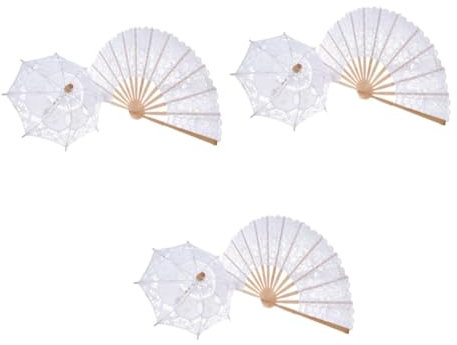 Alipis 3St faltbares Fächerdekor Wohnkultur Dekoration die chinesen Regenschirm kalanchoe Vintage- Spitzenschirm Faltfächer Handheld Ornamente schmücken Weiß