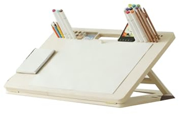 ZXTRYBHD Planche a Dessin A3, Tablette Dessin Portable, avec Trou de Rangement pour Pinceaux, Chevalet de Table, pour Artistes Professionnels et Peintres Amateurs