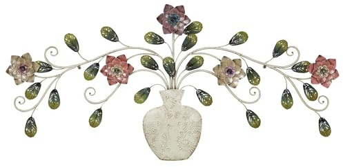 Touch of Class Aldelaid Pastel Floral Vase Metal Wall Sculpture