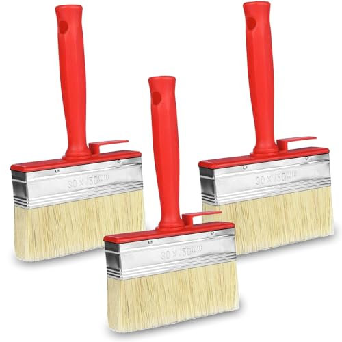 3 Piezas Pinceles para Paredes, Cerdas Brochas Pintura 120mmx30mm, para Barnices a Base de Disolvente, Brochas Pintura Pared, Esmaltes, Aceite para Madera