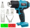 Akku-Heißluftpistole für Makita 18V Akku Variable Temperaturregelung Heißluftgerät mit LCD-Digitalanzeige und 5 Düsen Heissluftpistole für Schrumpfschläuche und Dekoration(ohne Batterie)