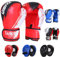 6 oz Kinder Boxhandschuhe und Box Pratzen Set für 3-10 Jahre,Kids Boxing Gloves,Box Handschuhe Kinder Set,2-in-1 Boxhandschuhe Kinder,Punchinghandschuhe für Jungen und Mädchen (Schwarz)