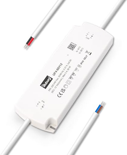 illuburg Transformador LED 12V 60W Impermeable IP44 Extraplano Sin Parpadeo para Tira LED Fuente de Alimentación Driver