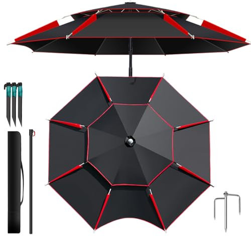 Générique Parapluie de plage coupe-vent, parasol d'extérieur,Grand parasol avec mât robuste - Parasols portables, parapluie pêche rotatif pour jardin, terrasse