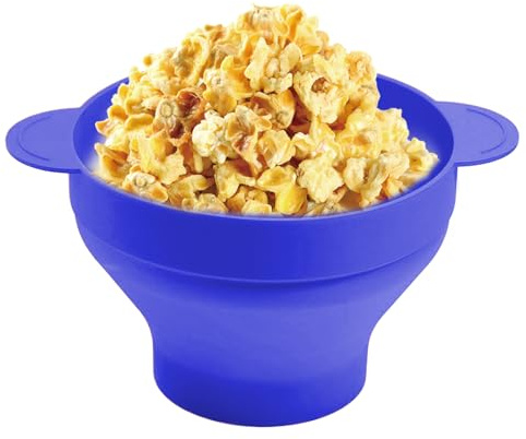 Cuenco para palomitas de maíz, recipiente de silicona con asas y tapa, cuenco para palomitas de maíz, para cine en casa, cine, carnaval, amantes del cine, niños, adultos, familia, noche de cine