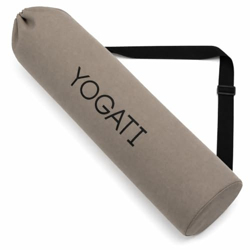 YOGATI® Bolsa Esterilla Yoga | Funda Sintética Algodon para Mat, 19x80 cm | Resistente y Ligera Bolsa Alfombrilla Yoga, Yoga y Pilates en Cualquier Lugar. Gris