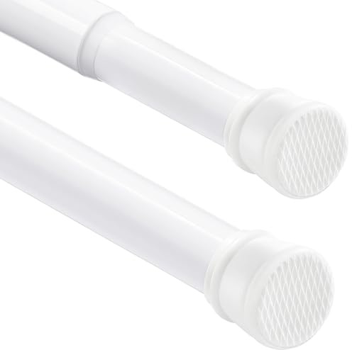 Deconovo Barra de Cortina sin Taladrar Extensible 71-205 cm, Barra de Ducha Telescópica a Presión Blanca Ø25 mm, para Baño, Ventana o Armario