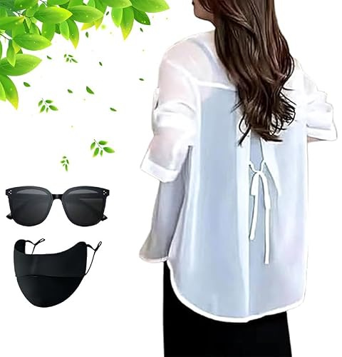 Chemise Solaire en Mousseline d'Été pour Femme Veste Protection UV Manches Longues Légère Gilet Soie de Glace