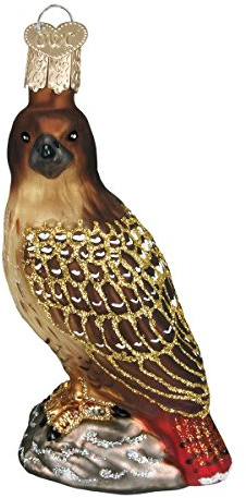 Old World Christmas Ornaments: Bird Watcher Collection Glass Blown Ornaments for Christmas Tree, Red-Tailed Hawk