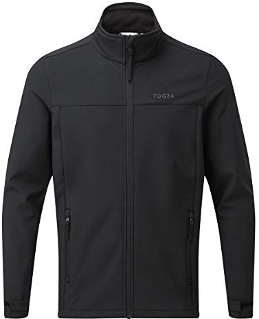 TOG24 Feizor Men's Softshelljacket Water Resisitant Windbreaker Windproof Coat Casual Fleecejacket Hiking Jacket Showerproof Zip Up for Outdoor Black M