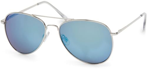 styleBREAKER Unisex Pilotenbrille Sonnenbrille Polycarbonat Gläser, Metall Vollrand Gestell mit Federscharnier 09020037, Farbe:Gestell Silber/Glas Blau