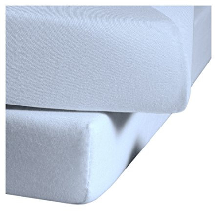 fleuresse Comfort Spannbettlaken (96 % Baumwolle, 4 % Elasthan), mit Rumdumgummizug, Ökotex Standard 100, für Matratzen bis 26 cm Höhe, 120 - 130 x 200 - 220 cm, bleu
