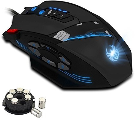 Zelotes Ergonomische Gaming-Maus, Kabelgebunden, 12 Programmierbare Tasten, 4000 DPI Computermaus, Optische USB-Maus für PC, Mac