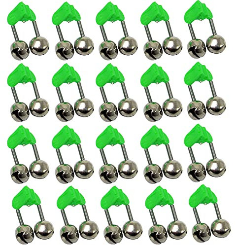 Angel Klingel Fisch Köder Alarm Angelgerät Bissanzeiger Clamp Glühend Doppel Glocken Rod Clip Tip Angelglocken Nacht Grundangeln Zubehör Loud Sound Bite Angelruten Für Das Meeresfischen, 20 Stück