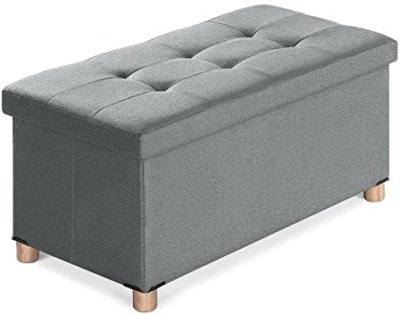 BRIAN & DANY Sitzbank mit Stauraum, Faltbar Sitzhocker mit Beinen, hocker mit stauraum, für Wohnzimmer Schlafzimmer Flur, Grau, 76 x 38 x 38 cm