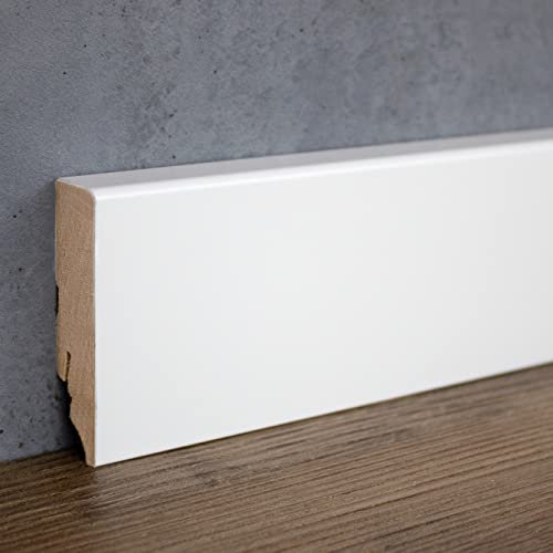 PROVISTON | Sockelleiste | Eckiges Profil | 19 x 70 x 2400 mm | MDF foliert | Weiß | Klassische Fußleiste | 24 Meter