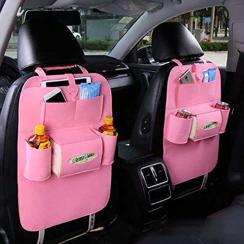 Organizer per Sedile Posteriore Dell'Auto Organizer per Seggiolino Auto Borsa per Sedile Posteriore per Auto Resistente Allo Sporco A Prova di Calcio Pulizia Facile Pratico (Rosa)
