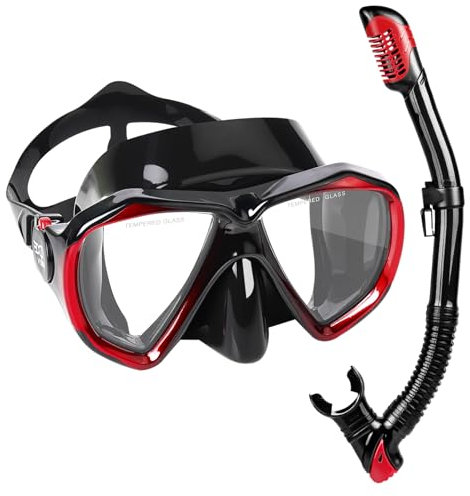 Schnorchelset Erwachsene Trockenschnorchel-Set,Schnorchelmaske Anti-Nebel Tauchmaske mit Schnorchel Set, Professionelle Tauchbrille Schnorchelausrüstung für Schnorcheln & Tauchen