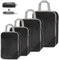 WUFANC 4 Stück Packwürfel Kompression, Kofferorganizer Packtaschen Set Leicht Zu Verstauende, Atmungsaktiv Sichtbar Netzstoff Koffer Organizer Set, Langlebig Mesh Travel Organizer (Schwarz)