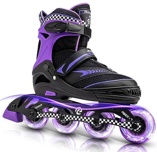 Ruthfot Patines en línea Ajustables para niños y niñas, Patines Luminosos para niños de 6 a 12 años de Edad, Patines Luminosos al Aire Libre para Mujeres y Hombres
