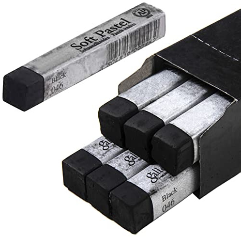 iEasey Lot de 6 Pastels à L'huile Noir, Carrés Doux Non Toxiques, Crayons Artistiques Secs pour Croquis, Dessins et Portraits
