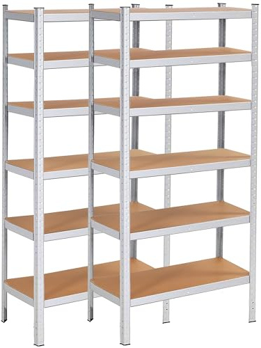 SPRINGOS Scaffali in metallo per carichi pesanti, 110 x 225 x 50 cm, 2 pezzi