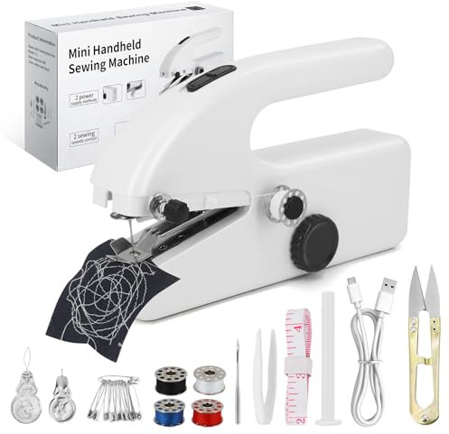 Handheld Sewing Machine - Mini Portable Electric Sewing Machine for Beginners, Easy to Use, Fast Stitch for Fabrics & Clothes, DIY, Home, and Travel, Compact & Lightweight