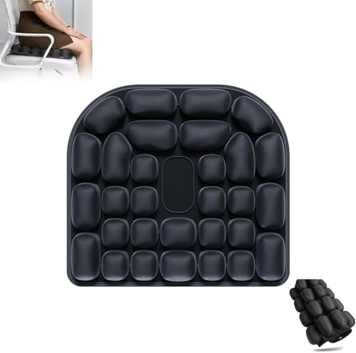 Sondur - Cojín de viaje, cómodo asiento de aire de viaje 3D, autoinflable, portátil, para avión, cojines portátiles para asiento de coche, silla de oficina, silla de ruedas (negro1)