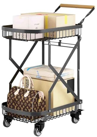 Mimoke Carro de barbacoa, carrito auxiliar con mesa de barbacoa con ruedas, plegable de acero al carbono, mesa auxiliar para jardín, para viajes al aire libre, compras (tamaño mediano)