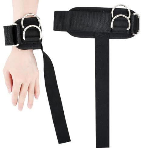 2pcs Muñequeras para Gimnasio Gym Fitness Culturismo, Correas de Levantamiento de Pesas con Anillos en D, Correa de Peso Muerto Soporte de Muñecas y Agarre Antideslizante de Pesas y Entrenamiento