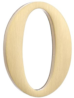 sourcing map 1.8 Inch House Letter, Brass Self-adhesive Mailbox Door Plaque, Brushed Finish Outdoor Address Sign for Office Hotel Apartments, Garden (Letter O, Gold Tone)