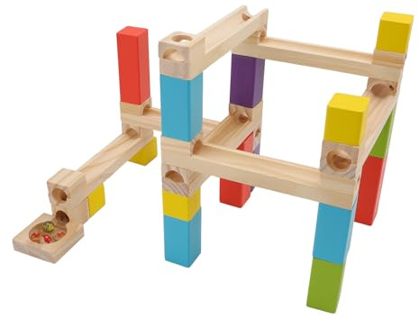 VGEBY Juguete de Construcción de Canicas de Madera, Juego de Pista de Canicas de Madera de Pino para Niños, Aprendizaje Stem y Juego Interactivo