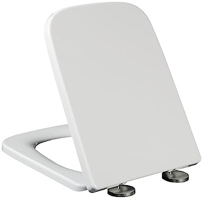 Asiento de inodoro de cierre suave, resistente, material UF con bisagras ajustables de 360°, fácil instalación