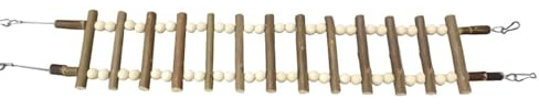 Parakeet Ladder Toy – träsvängbro, flexibel klättringsjärn, metallhängande krokar | naturliga timber playthings, Cockatiel Hamster Ferret Lovebird Conure Macaws ekorre små djur livsmiljöer