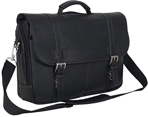 Kenneth Cole REACTION Show Business 16 Colombian Leather Business Laptop Portfolio Messenger Bag, Black