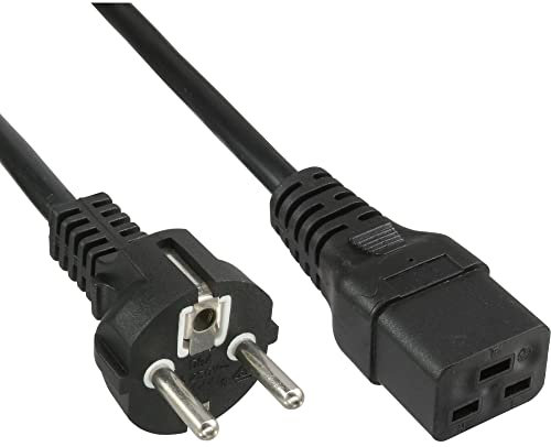 InLine 16658E Netzkabel 16A, Schutzkontakt gerade auf Kaltgerätestecker IEC320/C19, 1,5m
