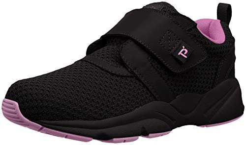 Propét Women Stability X Strap Sneaker, Black/Berry, 11 X-Wide