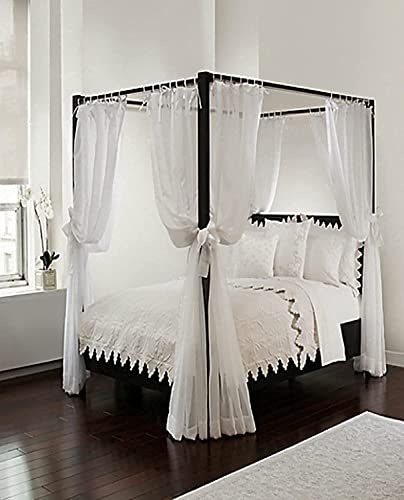ROYALE LINENS Ensemble de Rideaux de lit Canopy en Polyester, Blanc, Taille Unique