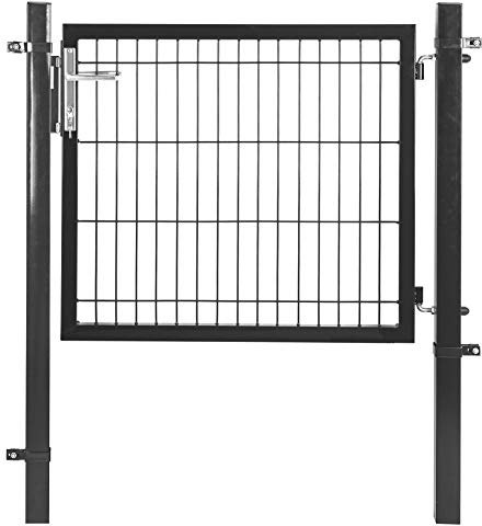 ESTEXO Gartentor Set mit Tür, Pfosten, Aluminium Türgriff und Einsteckschloss inkl. 3 Schlüssel, Farbe Anthrazit RAL 7016, Größe 80 cm