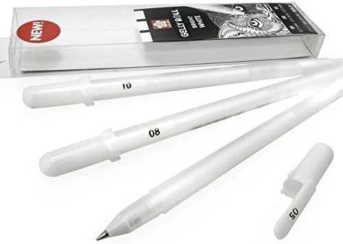 Sakura GellyRoll Gelschreiber, 0,5/0,8/1,0 mm, glänzend, Weiß, 3 Stück