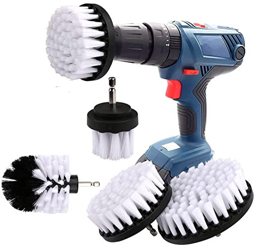 YIHATA Drill Brushes Brush Attachment, 4 Pieces Electric Cleaning Brush, Drill Scrubbing Brushes for Car Cleaning Kit, Great for Carpet Floor Bathroom Toilet Tub Kitchen Marble Ceramic Surface White