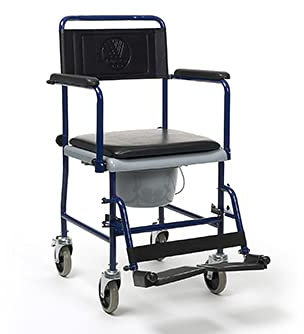 SoNa24 Toiletten Rollstuhl 139E mit Eimer, Abdeckung, Fußstützen und klappbaren Armlehnen | anbremsbar